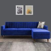 Deeplac Sectional Fabric Sofa - Navy Blue