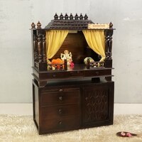 D'Dass Red Sheesham and Mdf  Wall Hanging Wooden Temple For Pooja