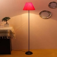 Schylar Red Fabric Floor Lamp with Black Iron Base