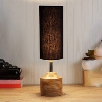 Kylie Wood Table lamp with Black cotton Shade