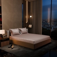 Stoa Paris 300TC UltrSatin King Bedsheet Set Satin King Cha Champagne
