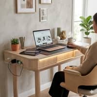 Scandinavian Ludlow Writing Desk Natural Wood Finish