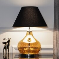 Ingram Glass and Metal Table Lamp With Black Cotton Shade
