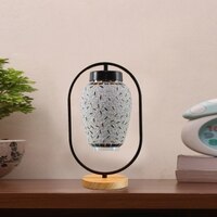 Devansh Multicolor Glass Wooden & Iron  Table Lamp -17 Inch Height  -X