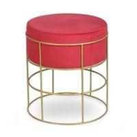 Atlas Solid Wood  Ottomon in  Red Colour
