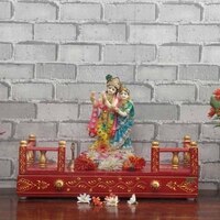 D'Dass Red Mdf and Sheesham Wooden Temple For Pooja