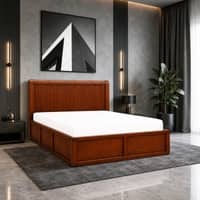 Nivaan Solid Wood Compact Queen Bed Box Storage Provincial Teak Finish Mattress 60 x 72 Inches