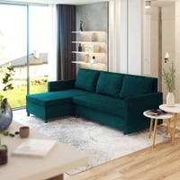Wego 3 Seater RHS Pull Out Sofa cum Bed  in Blue Colour
