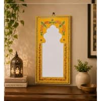 Desert Art MDF Handpainted Rajasthani Jharokha Wall Frame 12 x 24 Inch in Yellow Colour