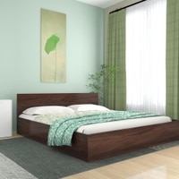 Ren Engineered Wood King  Size Bed With Box Storage (Walnut Finish)