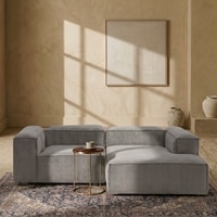 Elegantedge Wood Left Aligned 2-Seater With Upholstery Non Storage Sofa In Grey Colour