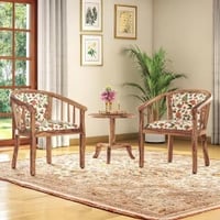 Bella Lounge Chair Finish Teak Beige Flora Colour