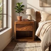 Nima Solid Wood One Drawer Bedside In Provincial Teak Finish