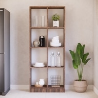 8 Shelves Open Multipurpose Matrix Kitchen Cabinet In Cochwood Brown Finish