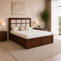 Eshaan Solid Wood Compact Queen Bed Hydraulic Storage Provincial Teak Finish Mattress 60 x 72 Inches