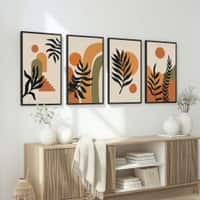 The Castle Decor Boho Abstract Botanical Wall Art Set of 4 Design 5 11x17 Inch