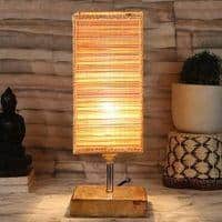 Eoin Square Bamboo Table lamp with Natural Wood Base