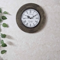 Asher Brown Colour Engineered Wood Distress Finish Dotted wall Clock by Disoo Fashions