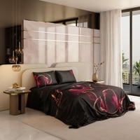 Stoa Paris 300TC UltrSatin Super King Bedsheet with 2 Pillow Covers Satin Super Magenta Gold