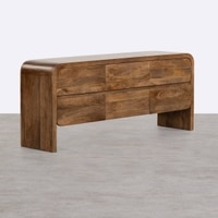 Stigen Solid Mango Wood Sideboard with 6 Drawers in Provincial teak Finish