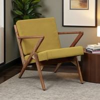 Zesta Solid Wood Accent Chair in Yellow Colour