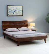 Asher Solid Wood King Size Non Storage Bed In Provincial Teak Finish