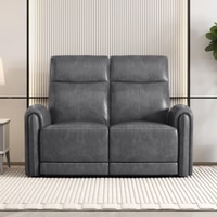 Venezia Two Seater Motorized Leather Recliner in Smoke Grey Colour