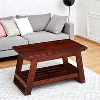 Alison Sheesham Wood Accent Rectangle Coffee Table In Honey Finish