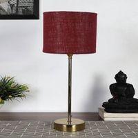 Maroon Jute with Metal Gold Table Lamp