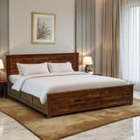 Lumora Box Storage Solid Wood Bed King Size in Provincial Teak Finish