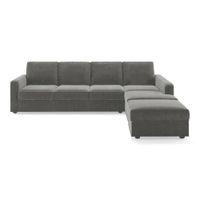 Apollo Compact Sofa (Colour : Ash Grey Velvet, Cushion : Hard, Back Type : Regular, Seating Capacity : Right Aligned 3 Seater + Right Aligned Chaise + Ottoman)