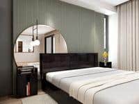 Ren Classic Bedroom Set – Queen Bed, 2-Door Wardrobe & Bedside Table in Wenge Finish – Engineered Wood