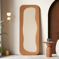 Miro Upholstered Organic Floor Mirror in Rust Boucle Finish