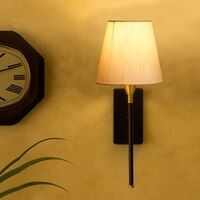 Devansh Metal Electric Wall Light in Black Colour with Off-white Shade Count of 1 Light