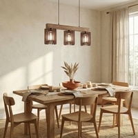 Ventus Brown Solid Wood Cluster Hanging Light