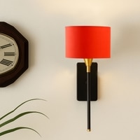 Devansh Metal Electric Wall Light in Black Colour with Orange Shade Count of 1 Light