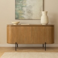 Leeds Solid Mango Wood Sideboard with 4 Door in Natural Finish with Metal Legs
