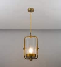JUNIT Clear Glass and Brass Finish Metal Hanging Pendant Light