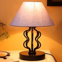 Lola Grey cotton Shade Iron Table Lamp