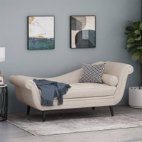 Kabera Velvet Chaise Lounger in Cream Colour