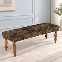 Cairo Sheesham Wood Accent 3 Seater Dining Bench in Green Sparkle Velvet