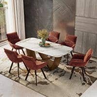 Paloma 6 Seater Pluto Spanish Ceramic Dining Table With Bren Dining Chairs