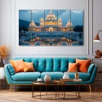 The Castle Decor Ram Mandir Wall Painting Wooden Framed 27x48 Inch (Style 5)