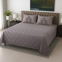 Multicolor Mulberry Shade Abstract 400 TC Cotton Flat Super King Size Bedsheet With 2 Pilllow Covers