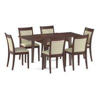 Murphy 4-To-6 Extendable - Dalla 6 Seater Dining Table Set (Colour- Beige, Finish- Dark Walnut)
