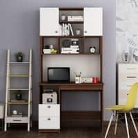 Avenly Study Table with Storage Walnut and Frosty White