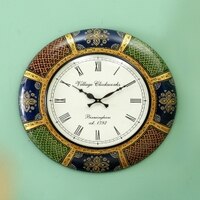 Wooden Handpainted Decorative 18*18 Inch In Blue Color Round Wall Clock By Craft Tree