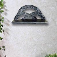 Davis Grey Colour Solid Wood Handcarved Floating Wall shelf in Rainbow Design