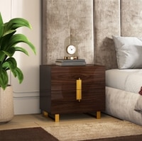 Aurelia Bedside Table in High Gloss Walnut Finish