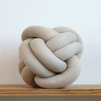 Nodo Cotton Knitted Knot Pillow  Pale Whisper 11X11 Inches
